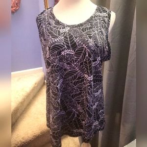NWT XL TANK TOP LuLaRoe ~ BLACK with WHITE FLORAL LEAVES ~ Size 3XL RARE